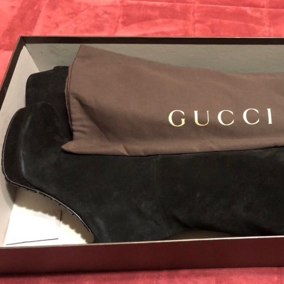 Gucci Suede Round Toe High Top Boots - Picture 11 of 16